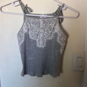 grey and white tank top